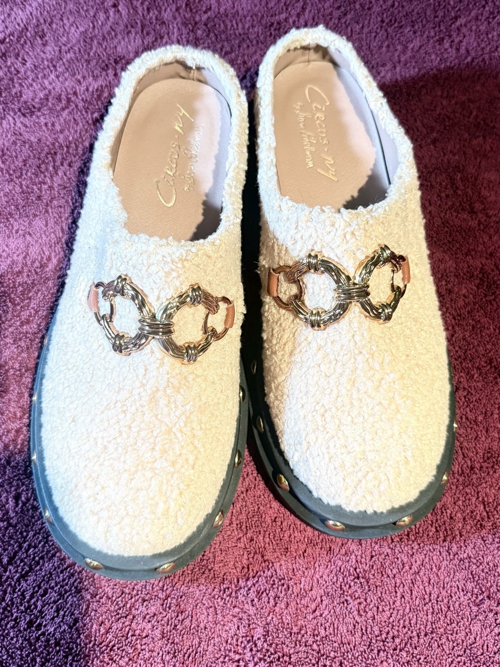 Circus-NY Slip-On Mules with Gold Hardware size 8